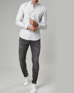 Chemise droite Micro Design grise