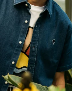 Chemise droite Vallon marine