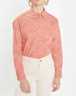 Chemise Ebrizia brodée ajourée bois de rose