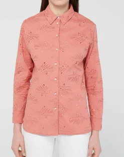 Chemise Ebrizia brodée ajourée bois de rose