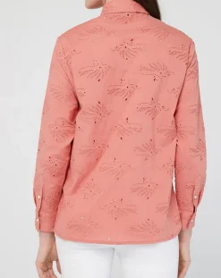 Chemise Ebrizia brodée ajourée bois de rose