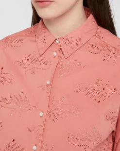 Chemise Ebrizia brodée ajourée bois de rose