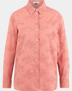 Chemise Ebrizia brodée ajourée bois de rose