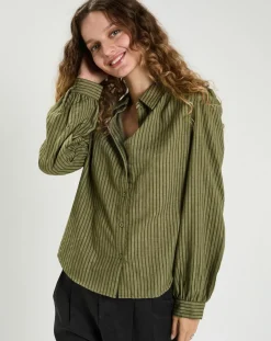 Chemise en Coton & Lin Ava kaki