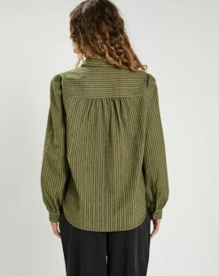 Chemise en Coton & Lin Ava kaki