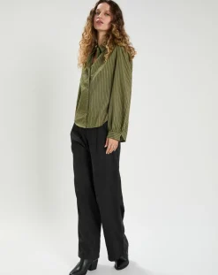 Chemise en Coton & Lin Ava kaki