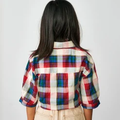 Chemise en Coton & Lin Ave à carreaux multicolore