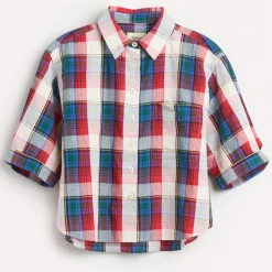 Chemise en Coton & Lin Ave à carreaux multicolore