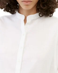 Chemise en Coton & Lin Col Tunis blanche