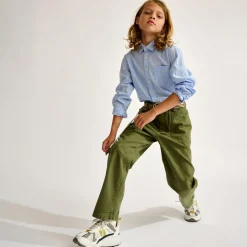 Chemise en Coton & Lin Gulian à carreaux bleue