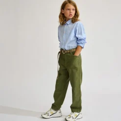 Chemise en Coton & Lin Gulian à carreaux bleue