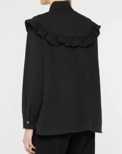 Chemise en Coton bio Candy volant en plastron noire