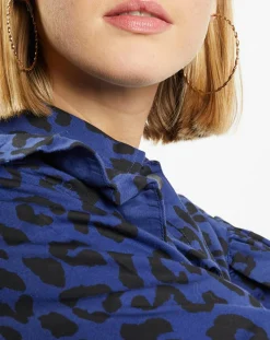 Chemise en Coton bio Candy imprimé léopard bleu/noir