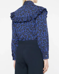 Chemise en Coton bio Candy imprimé léopard bleu/noir