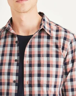 Chemise en Coton Bio Slim Alpha Icon à carreaux rouge/bleu/blanc