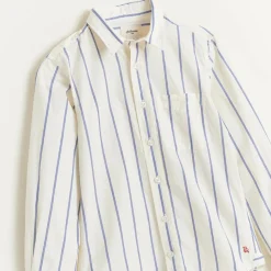 Chemise en Coton Ganix rayée blanc/bleu