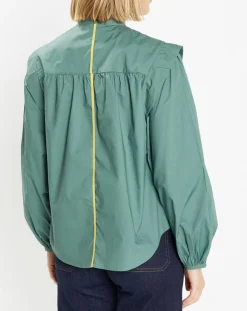 Chemise en Coton Piping emmanchures relief vert