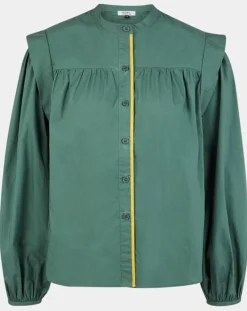 Chemise en Coton Piping emmanchures relief vert