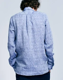 Chemise en Lin mélangé Glenh bleue