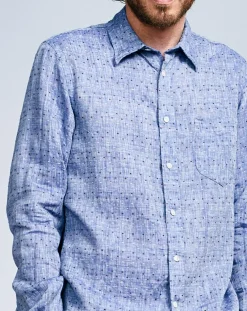 Chemise en Lin mélangé Glenh bleue