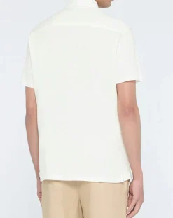 Chemise en Lin mélangé Slim Fit Polo Piqué écrue