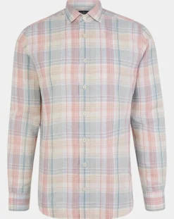 Chemise en Lin mélangé Slim Fit à carreaux multicolore