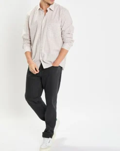 Chemise en Popeline 100% Coton Bio Regular Fit vichy blanc/beige