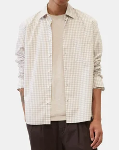 Chemise en Popeline 100% Coton Bio Regular Fit vichy blanc/beige