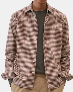 Chemise en Popeline 100% Coton Bio Regular Fit vichy blanc/rouge