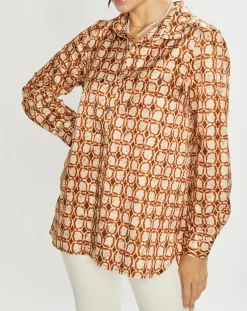 Chemise en Soie mélangée Ines marron/beige