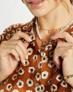 Chemise en Soie mélangée Ines marron