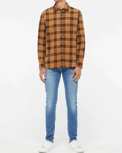 Chemise en Velours Regular Fit Basic à carreaux marron/noir