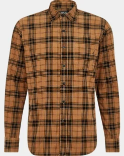 Chemise en Velours Regular Fit Basic à carreaux marron/noir