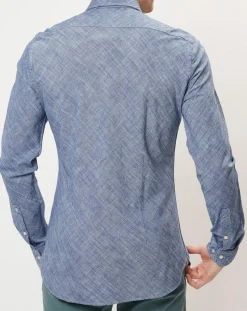 Chemise Flamme shaped fit bleue
