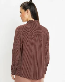 Chemise fluide col lavallière Gemma marron