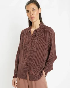 Chemise fluide col lavallière Gemma marron