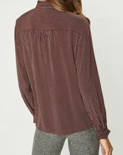 Chemise fluide col lavallière Gemma marron