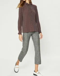 Chemise fluide col lavallière Gemma marron