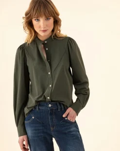 Chemise Gyptis kaki rayure dorée