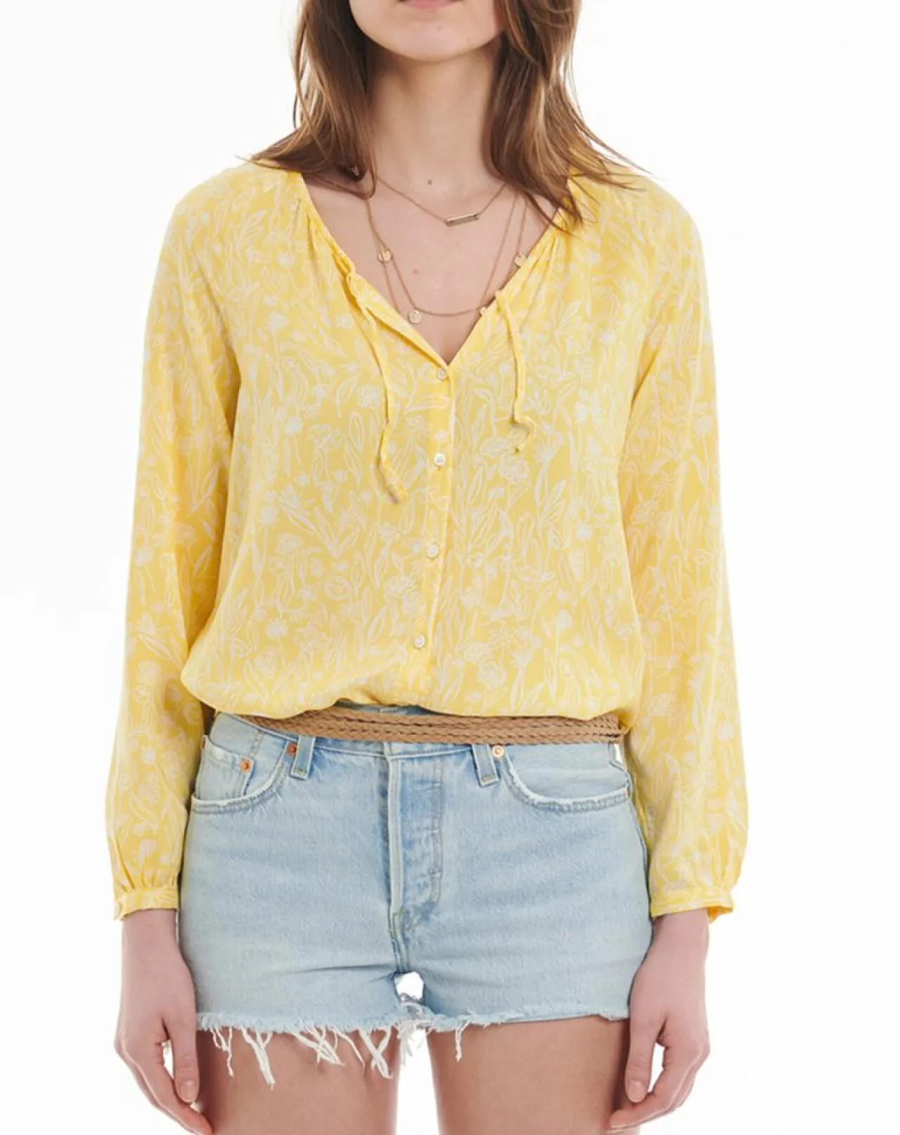 Chemise imprimé floral jaune