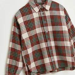 Chemise Ironie en Coton à carreaux rouge/beige