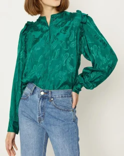 Chemise Izana motifs ton sur ton verte