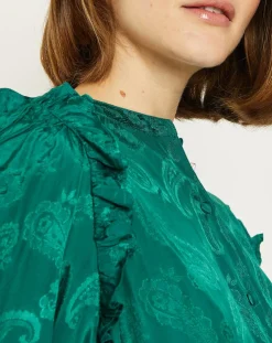 Chemise Izana motifs ton sur ton verte