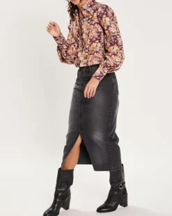 Chemise Liberty Fauve imprimée cerise noire/multicolore