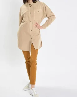 Chemise longue Overshirt Loose beige