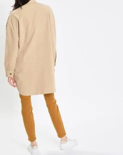 Chemise longue Overshirt Loose beige