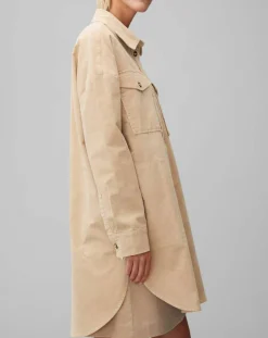 Chemise longue Overshirt Loose beige