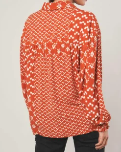 Chemise loose Sonia à motifs orange