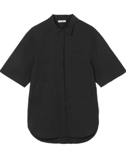 Chemise manches larges poches noire