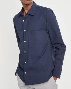 Chemise manches longues Poplin Sf Poche bleu marine